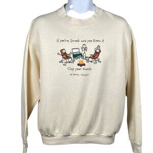 Vintage Lee Sweatshirt Mens Size L Crewneck Novelty Beer Camping Graphic